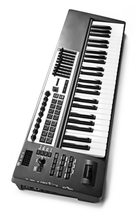 Keyboard of synthesizer closeup